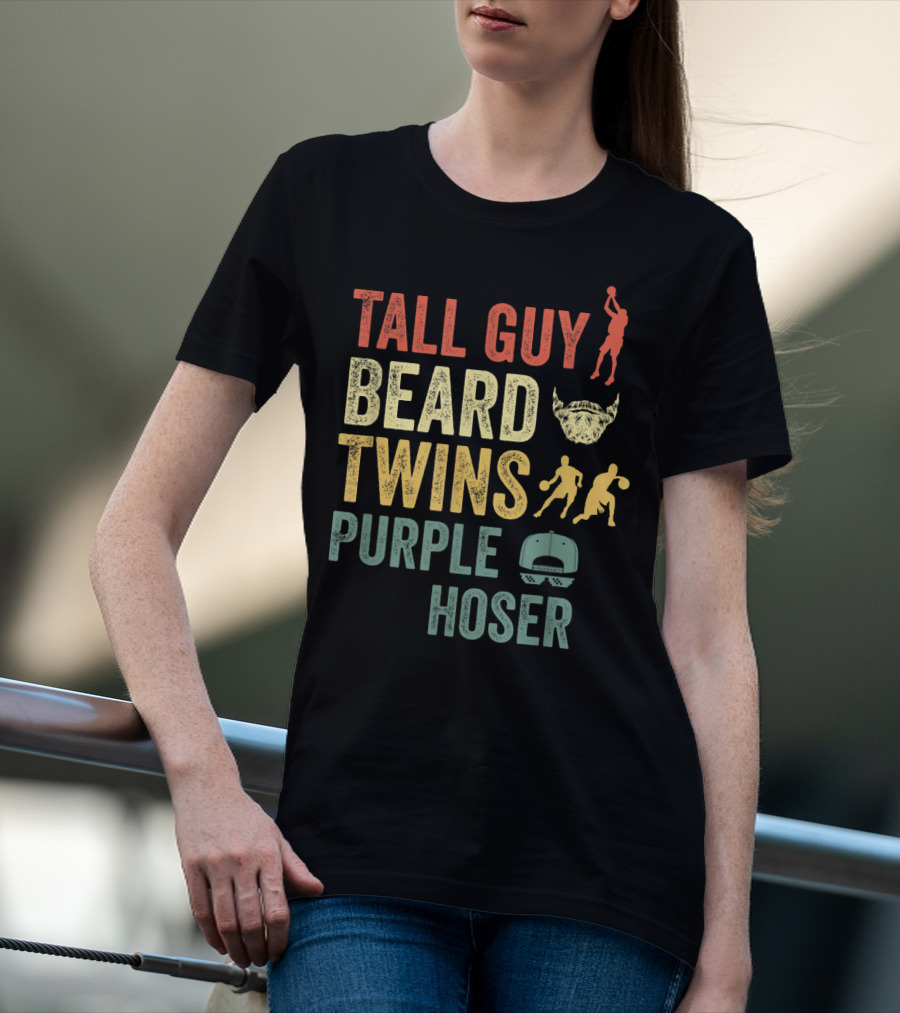 Perfect Dude Tall Guy Beard Twins Purple Hoser Basketball Cap T-Shirt