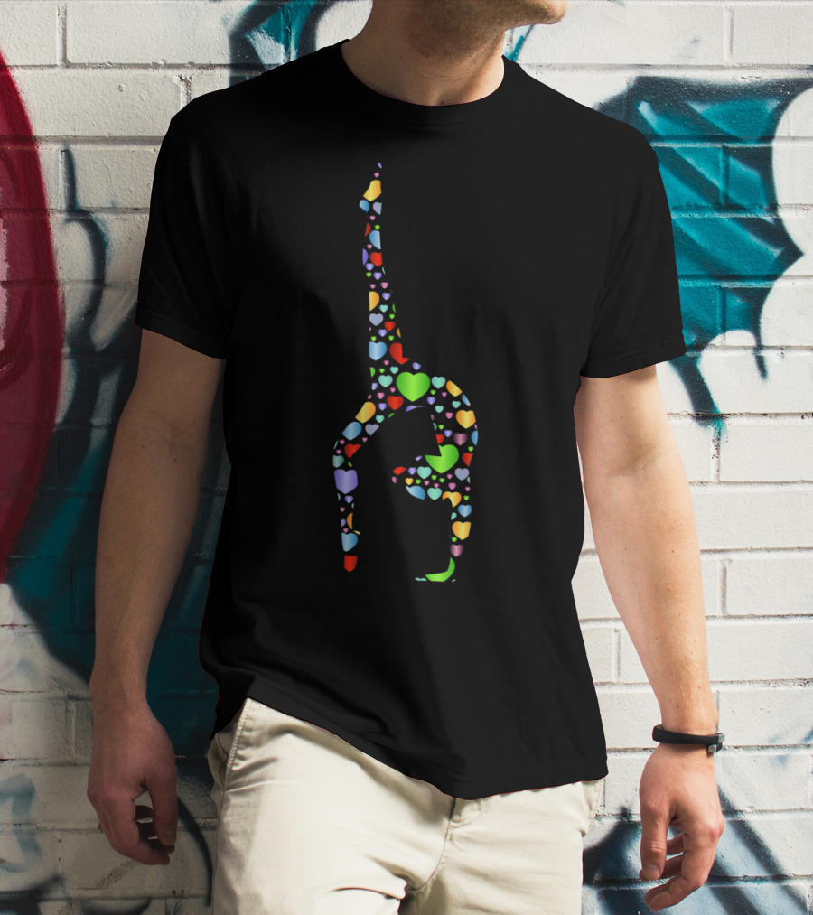 Multicolor Hearts Gymnastics Silhouette Gymnast T-Shirt