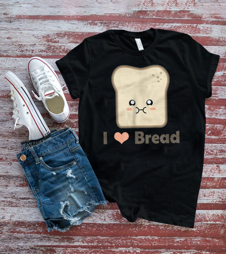 I Heart Kawaii Bread Cute Face T-Shirt