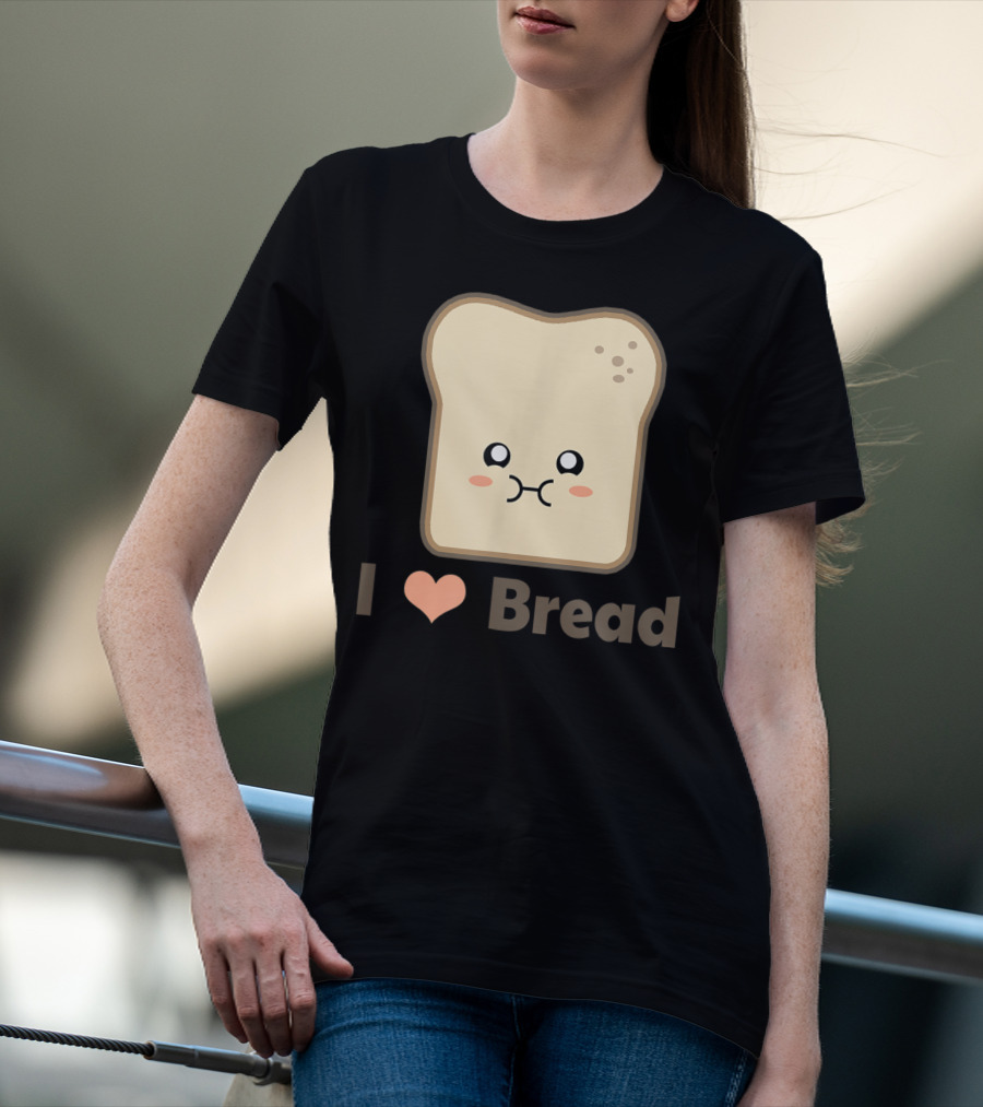 I Heart Kawaii Bread Cute Face T-Shirt