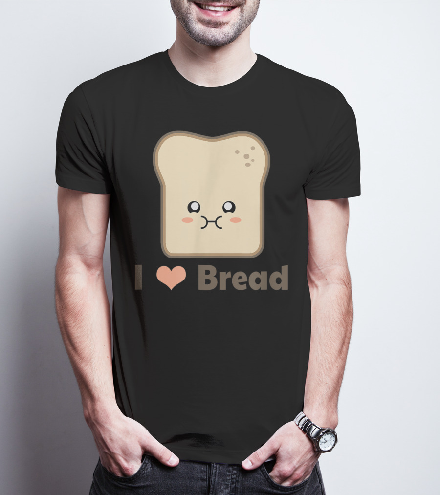 I Heart Kawaii Bread Cute Face T-Shirt