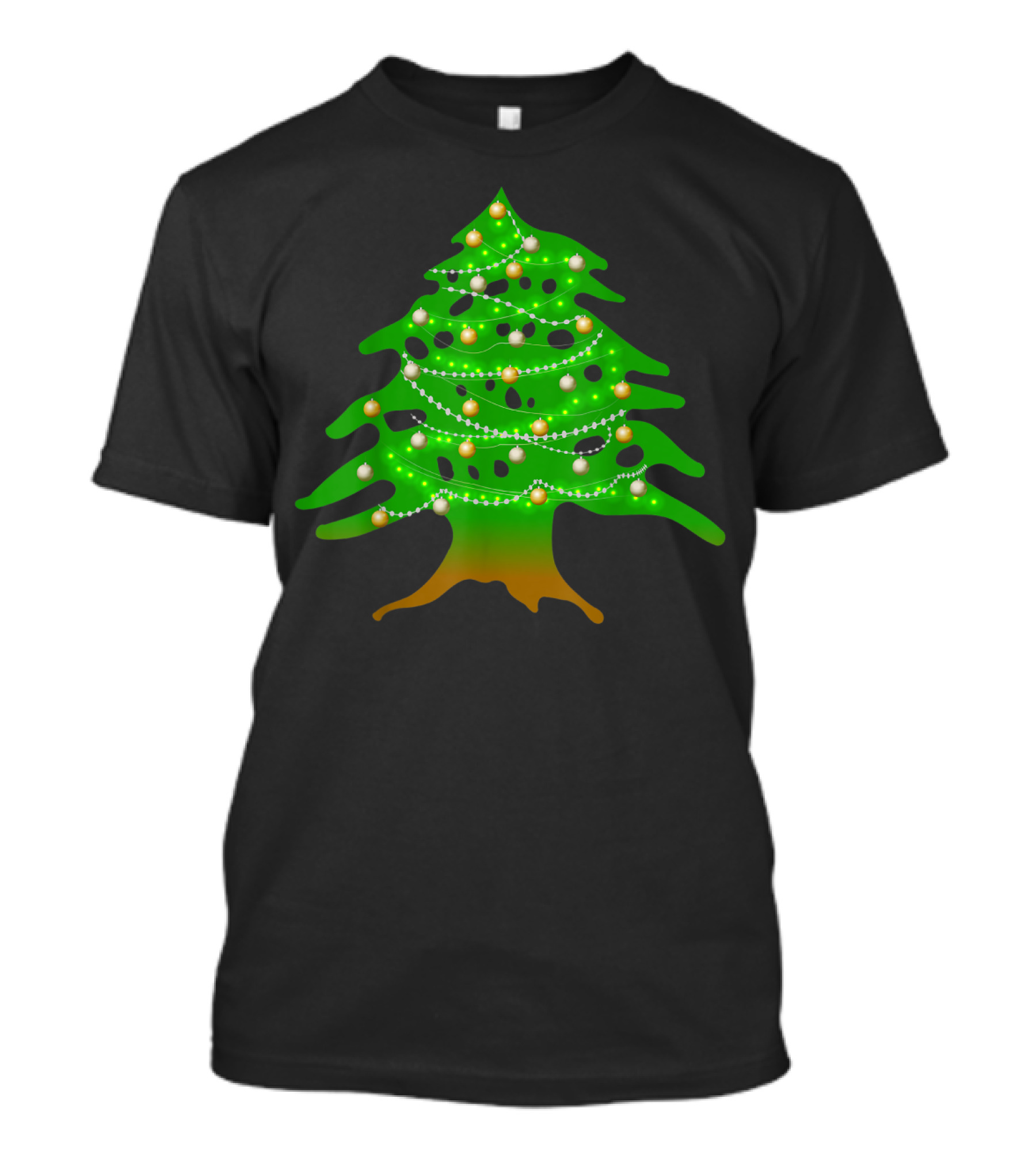 Lebanese Cedar Christmas Tree Lights Holiday Lebanon Flag Colors T-Shirt