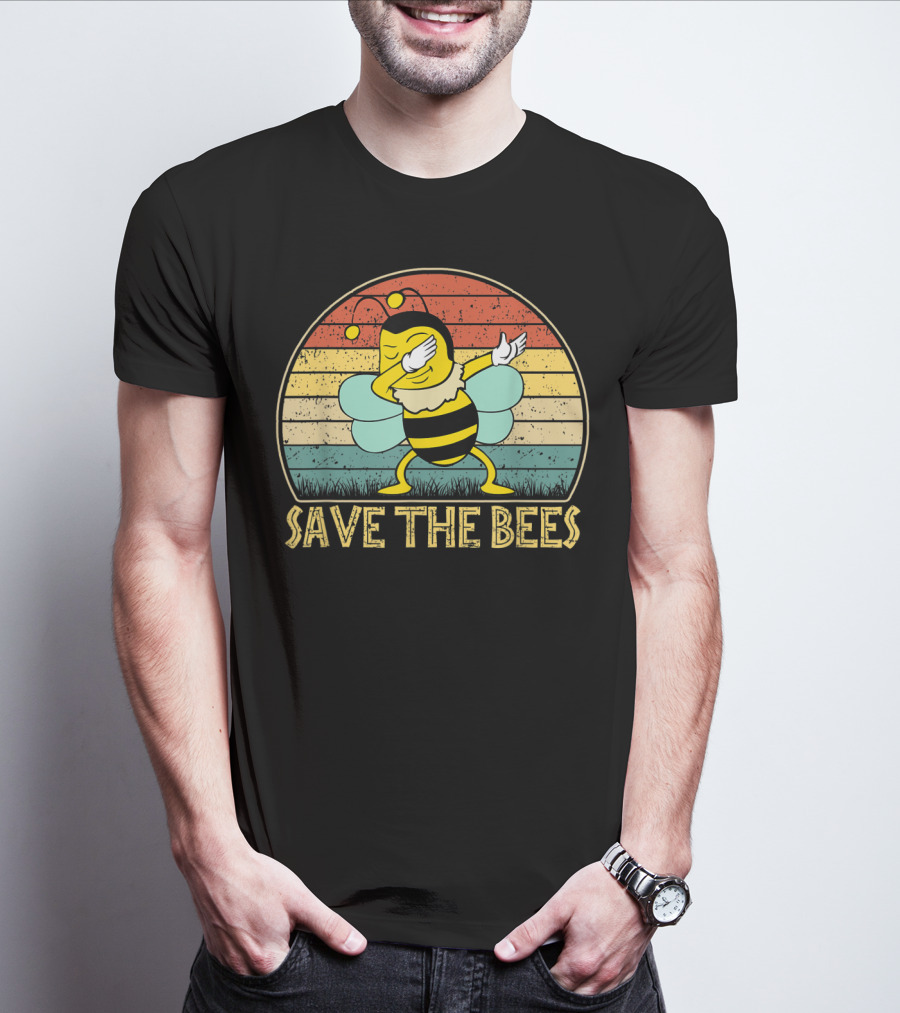 Save The Bees Vintage Dabbing Bee Retro Style Climate Change T-Shirt