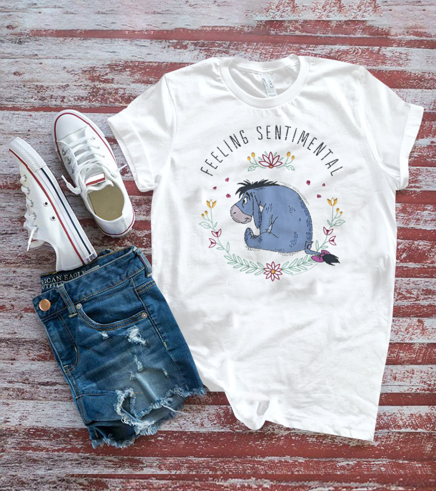 Eeyore Feeling Sentimental Surrounded By Floral Accents T-Shirt