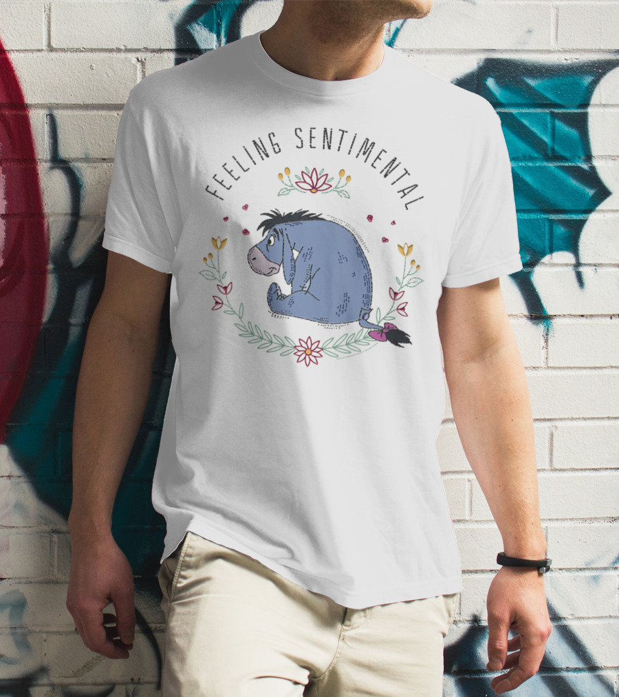 Eeyore Feeling Sentimental Surrounded By Floral Accents T-Shirt
