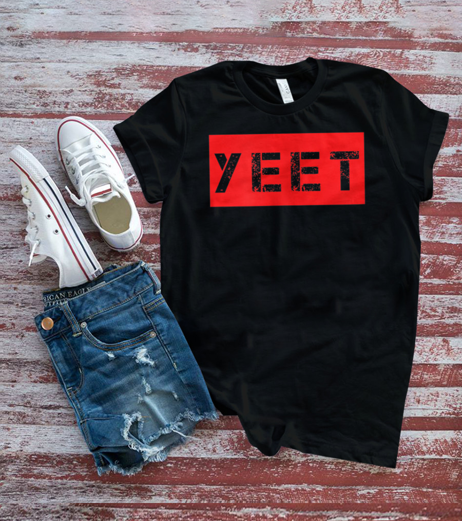 Yeet Meme Gamer Millennial Slogan Bold Red Block Text T-Shirt