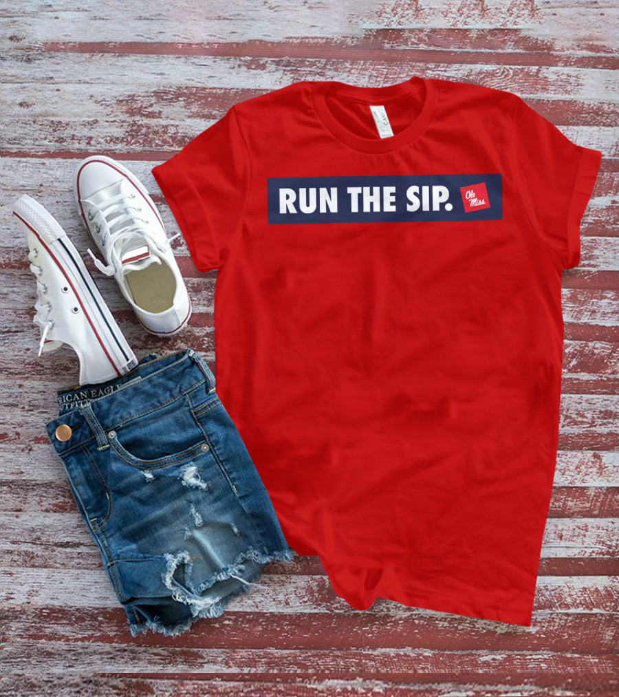 Ole Miss Run The Sip Bold Red T-Shirt