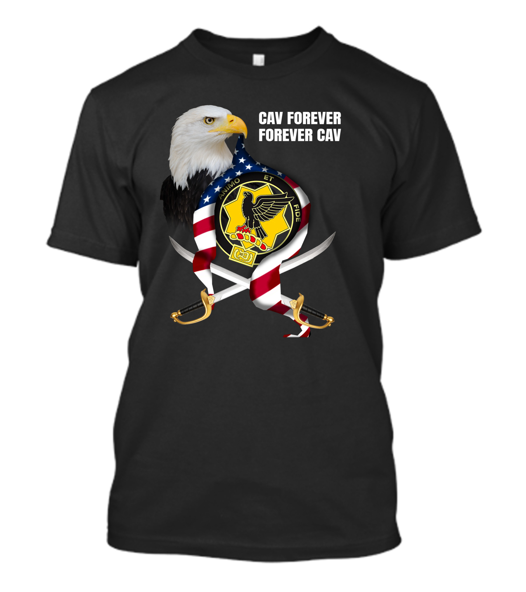 Cav Forever Animus Et Fide Bald Eagle American Patriotism T-Shirt