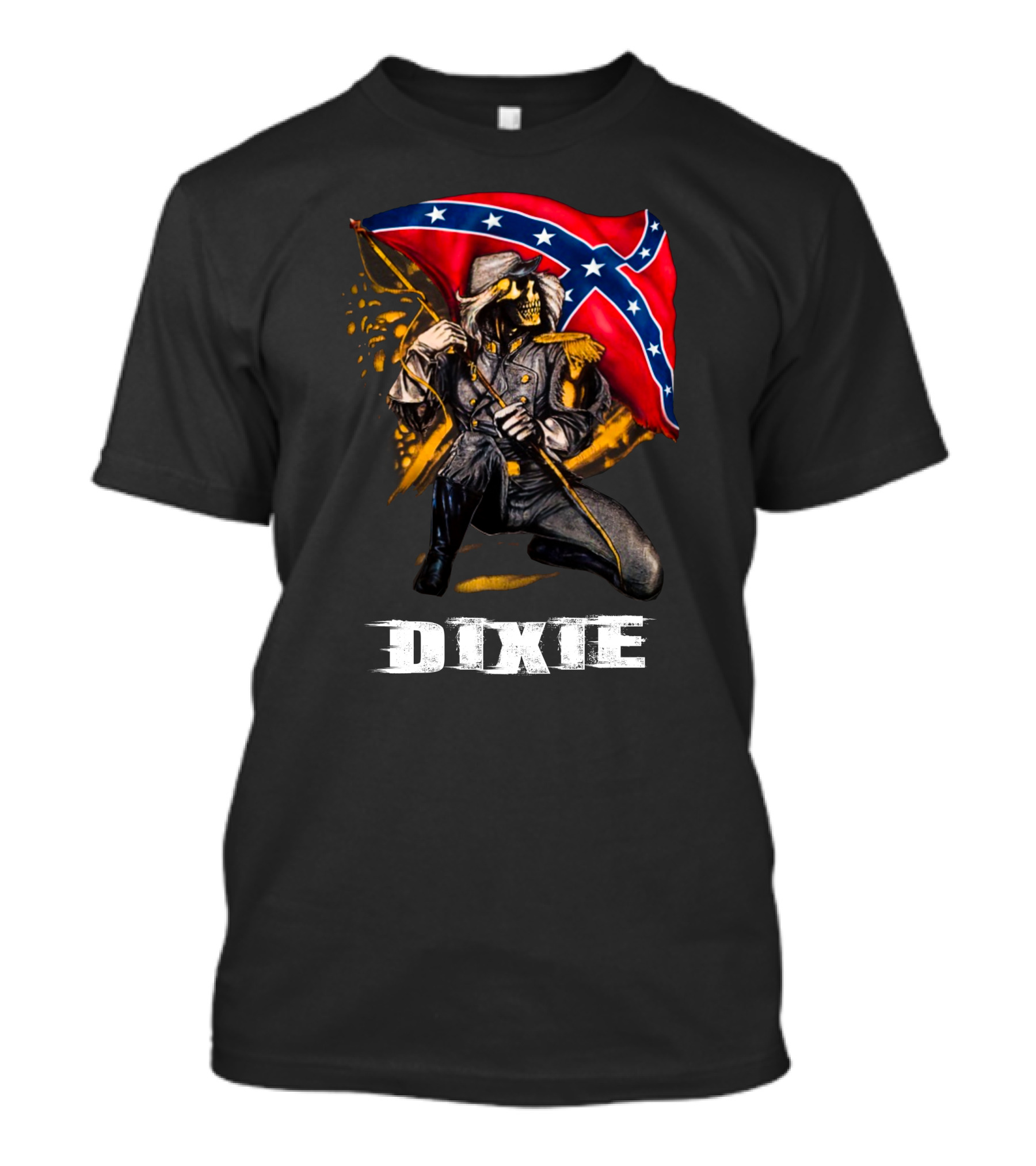 Dixie Confederate Flag Skeleton Soldier T-Shirt