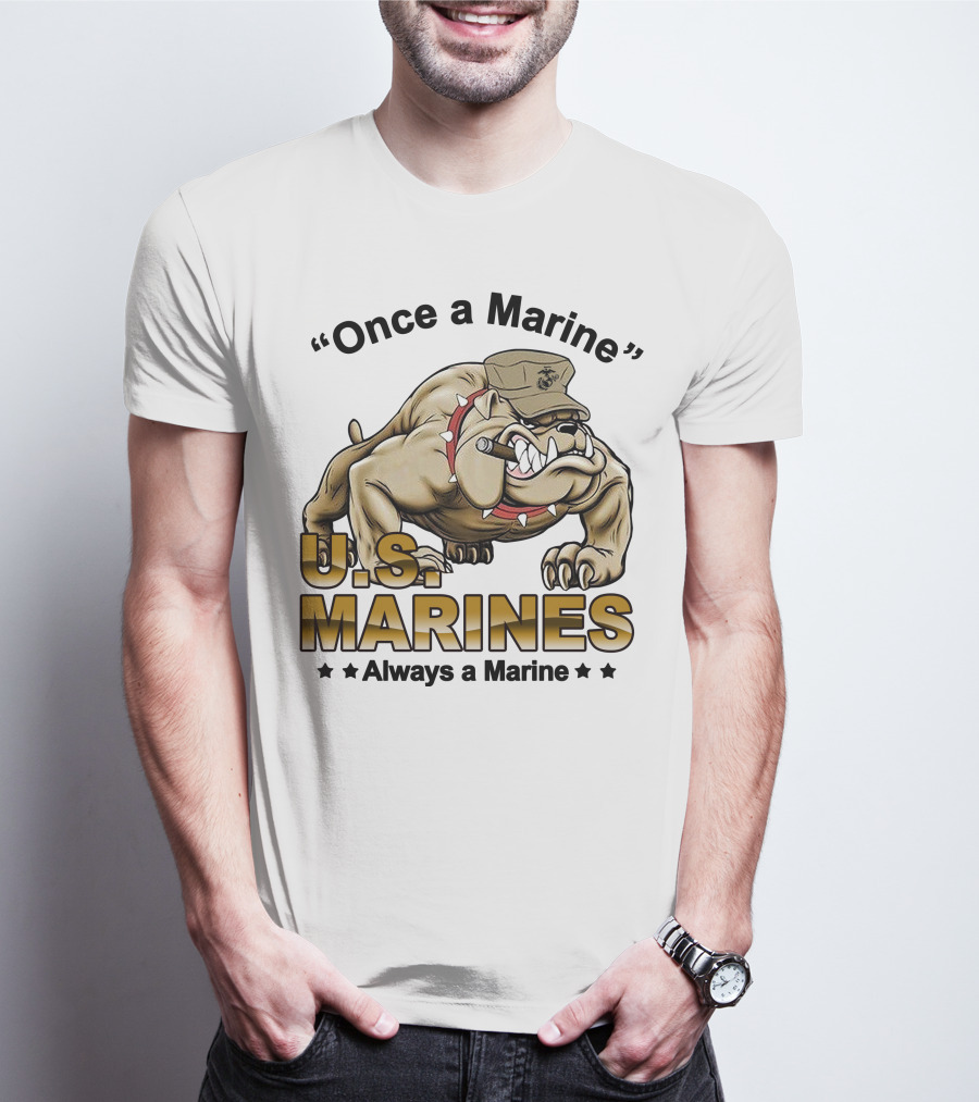 Once A Marine Always A Marine U.s. Marines Bulldog T-Shirt