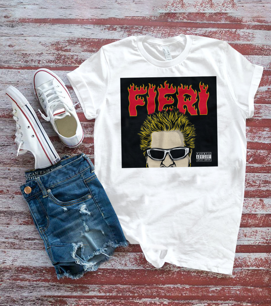 Fieri Flavortown Guyfieristore Merch Retro Flames Sunglasses T-Shirt