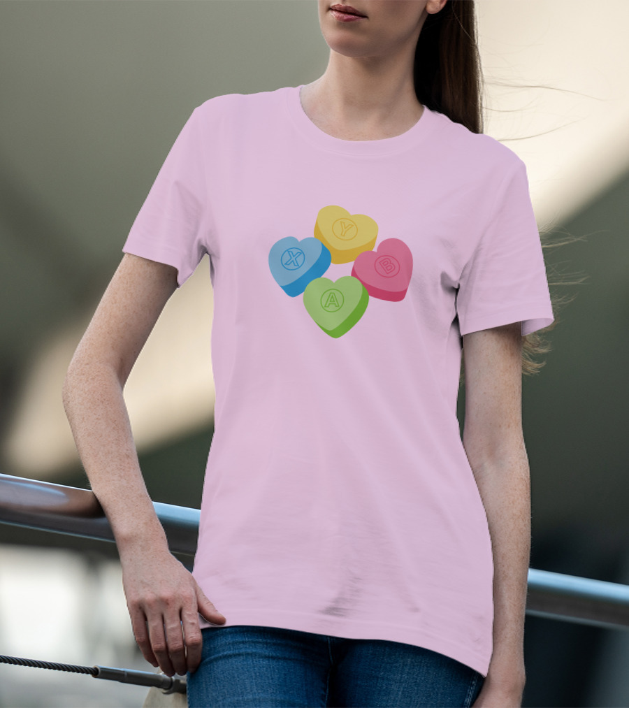 Valentine's Candy Hearts X Y A B T-Shirt
