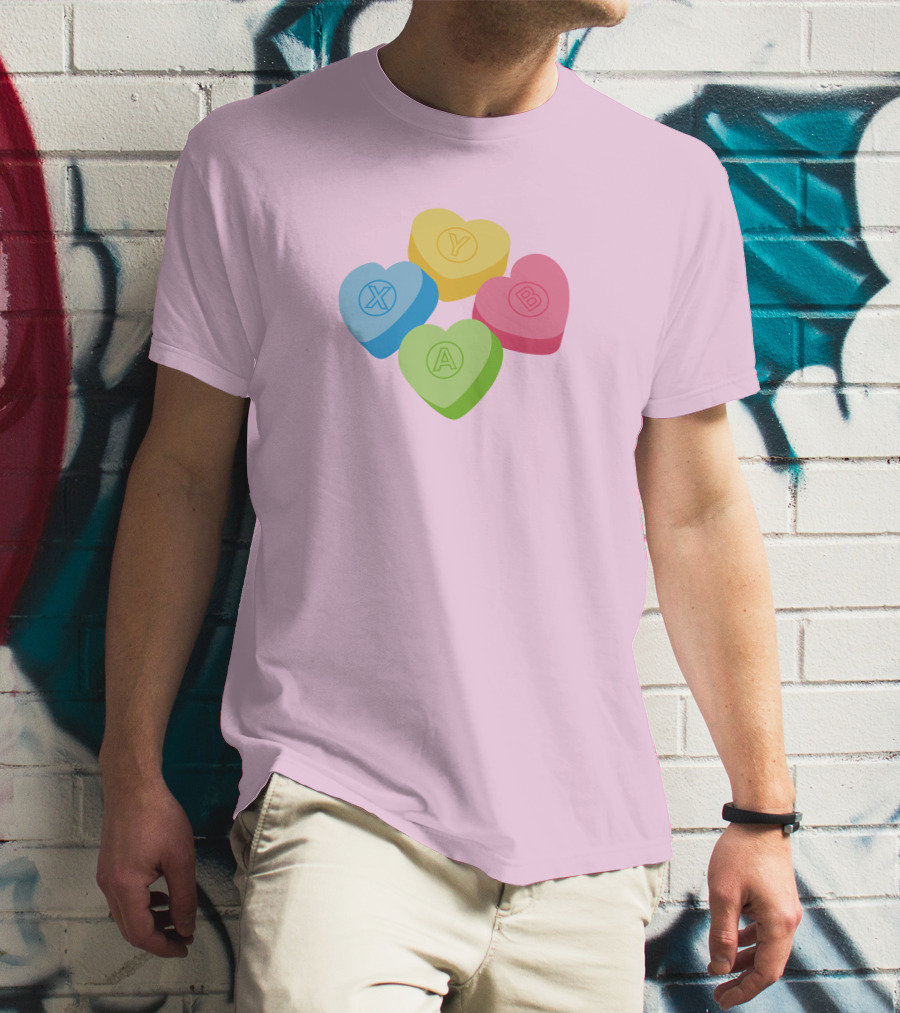 Valentine's Candy Hearts X Y A B T-Shirt