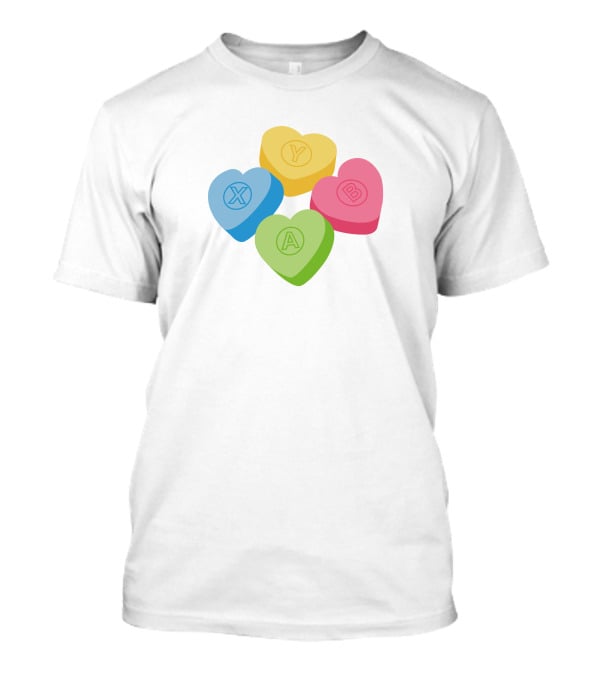 X Y A B Candy Hearts Valentine's Crew Neck T-Shirt