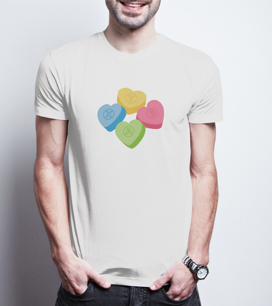 X Y A B Candy Hearts Valentine's Crew Neck T-Shirt