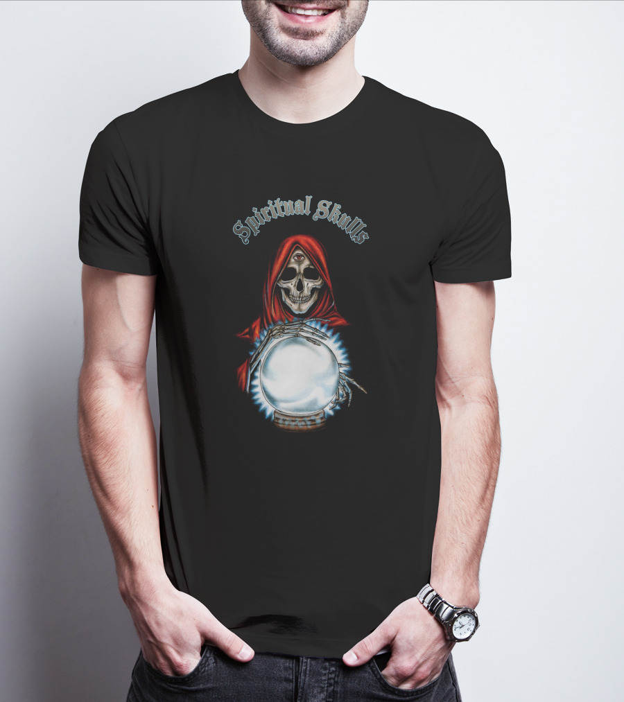 Spiritual Skulls Mystic Reaper With Crystal Ball T-Shirt