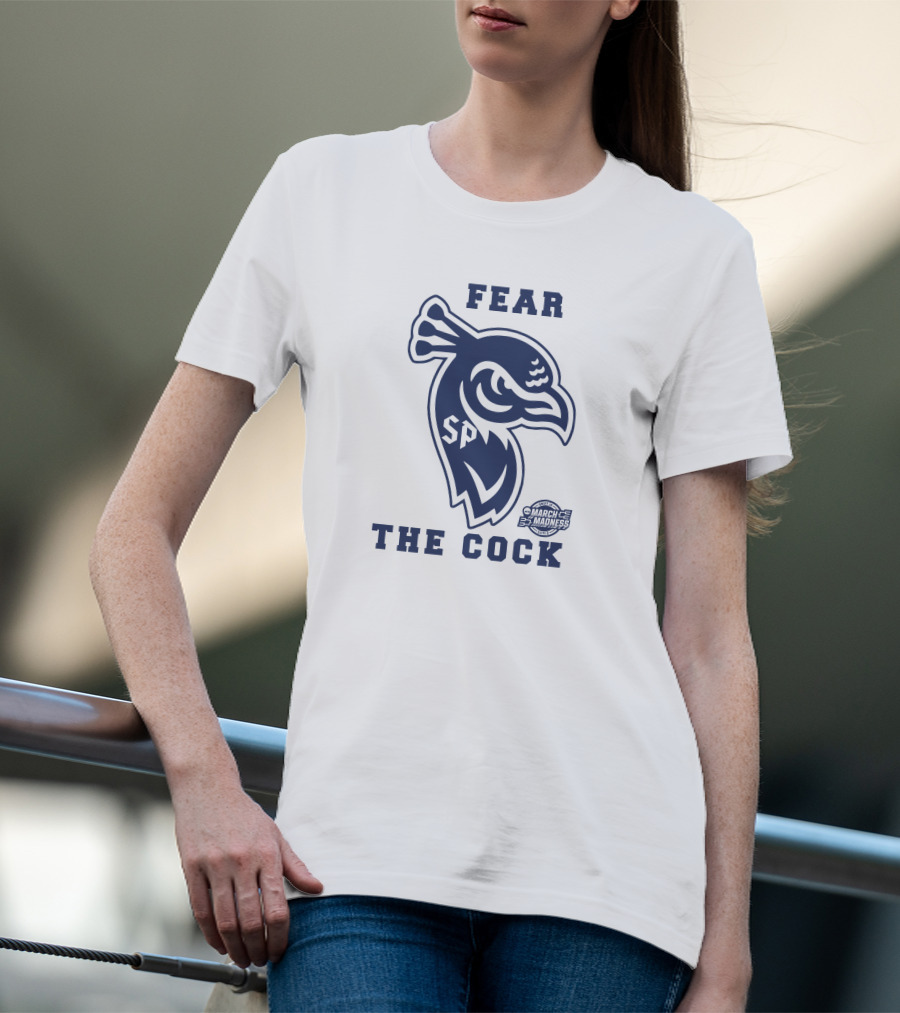 Fear The Cock SP Saint Peter's Peacocks March Madness NCAA Elite 8 T-Shirt