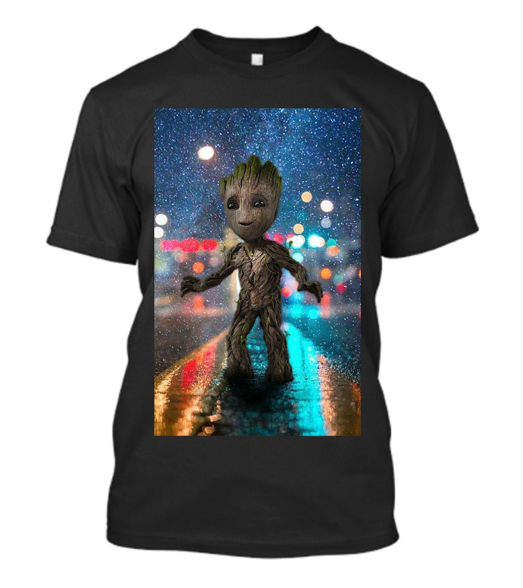 Groot Baby Guardians Of The Galaxy Night Street Scene T-Shirt