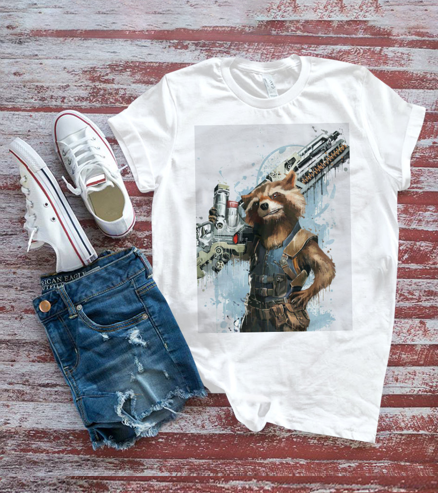 Rocket Raccoon Guardians Of The Galaxy Gun T-Shirt