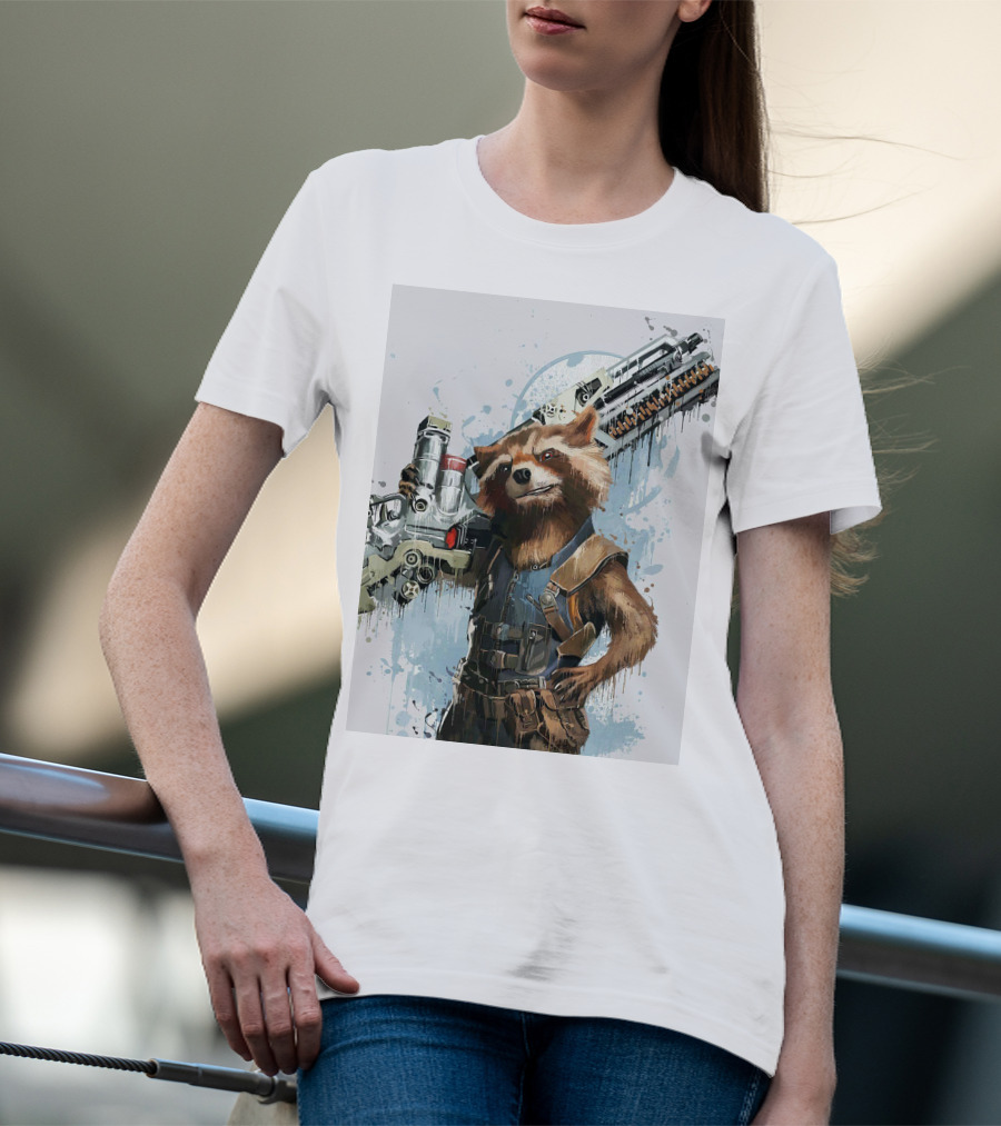 Rocket Raccoon Guardians Of The Galaxy Gun T-Shirt