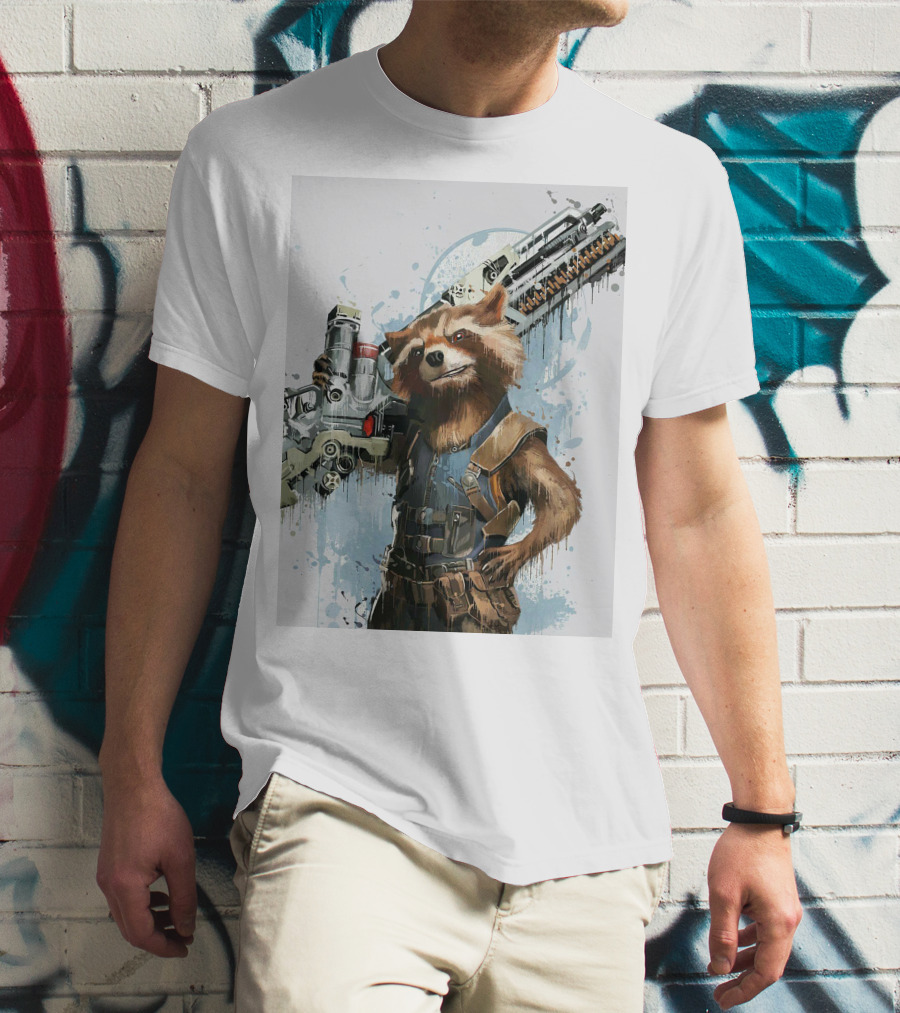 Rocket Raccoon Guardians Of The Galaxy Gun T-Shirt