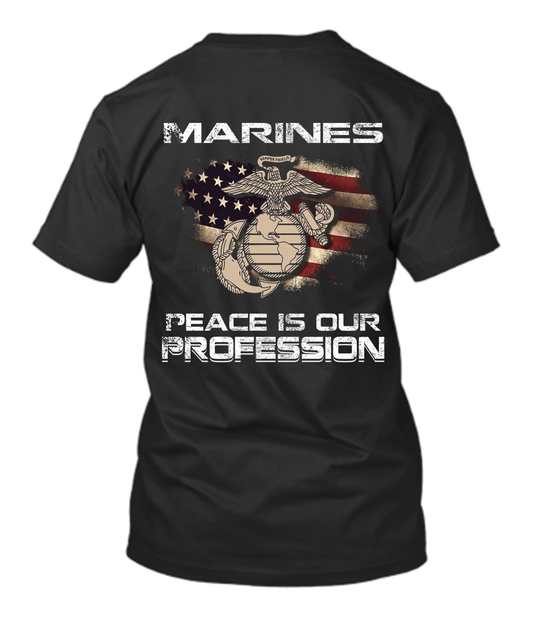 Marines Peace Is Our Profession USA Flag Emblem T-Shirt
