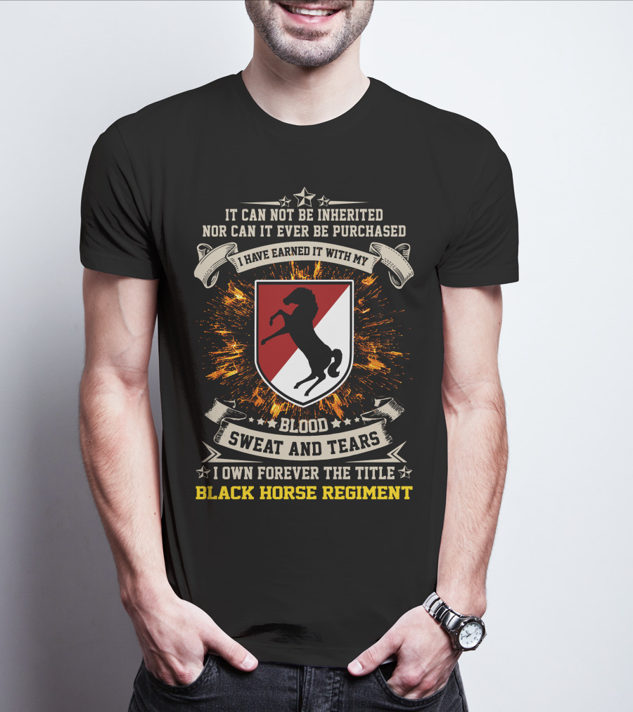 11Th Armored Cavalry Regiment Black Horse Regiment Blood Sweat And Tears T-Shirt