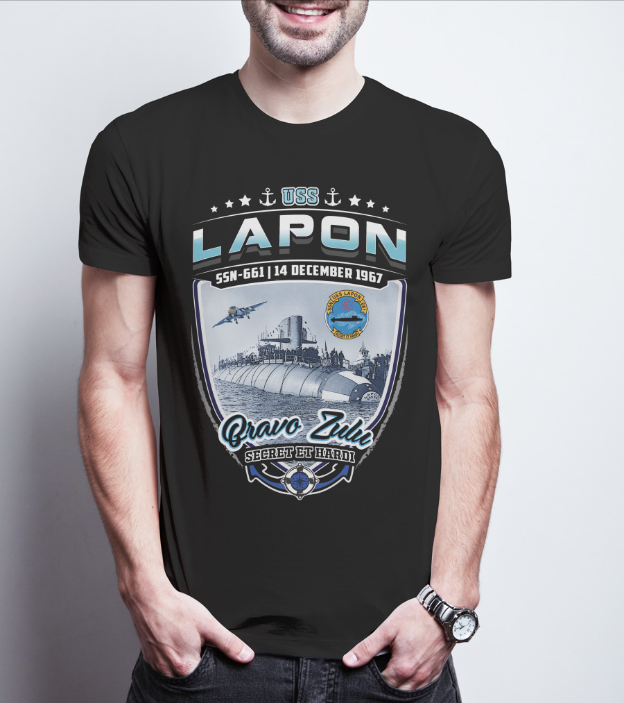 Uss Lapon Ssn-661 Bravo Zulu Secret Et Hardi 14 December 1967 T-Shirt