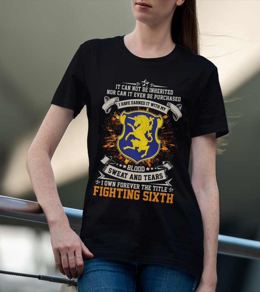 6th Cavalry Regiment Blood Sweat Tears Fighting Sixth Crest T-Shirt