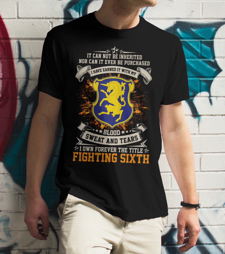 6th Cavalry Regiment Blood Sweat Tears Fighting Sixth Crest T-Shirt