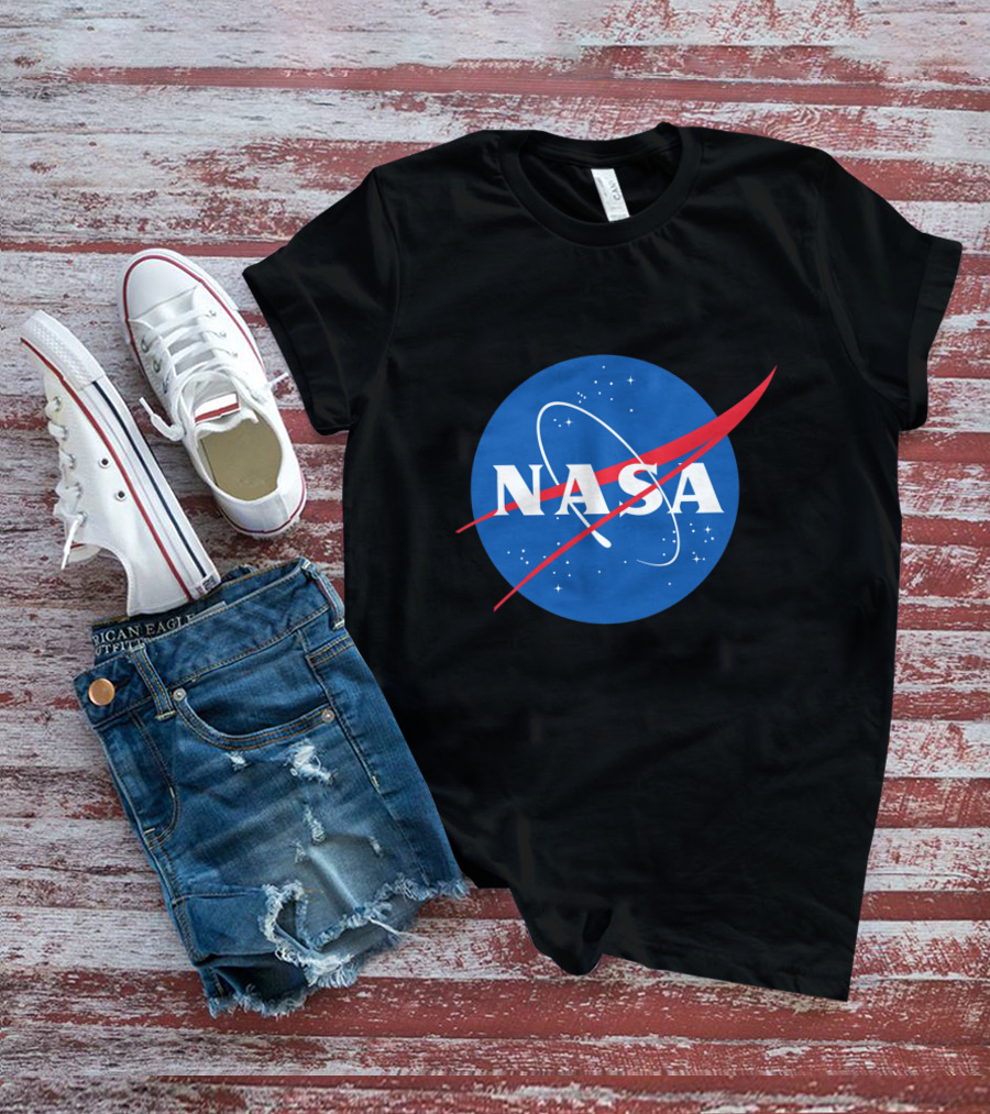 NASA Vector Emblem With Red Chevron On Blue Astronaut T-Shirt