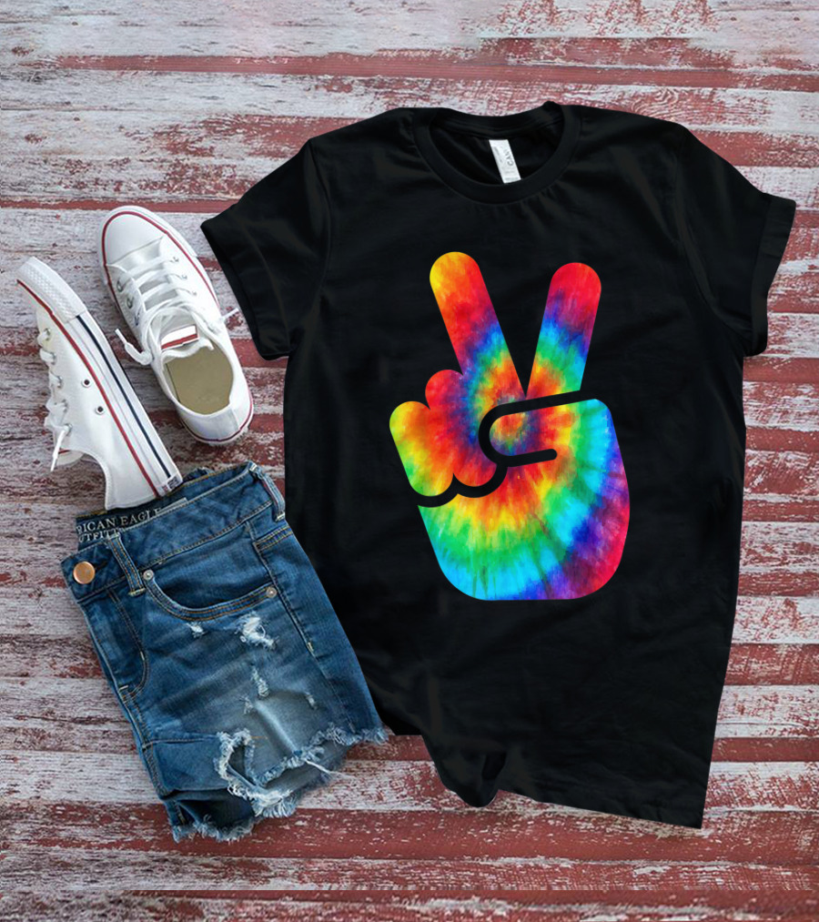Peace Sign Rainbow Tie Dye Vibe T-Shirt