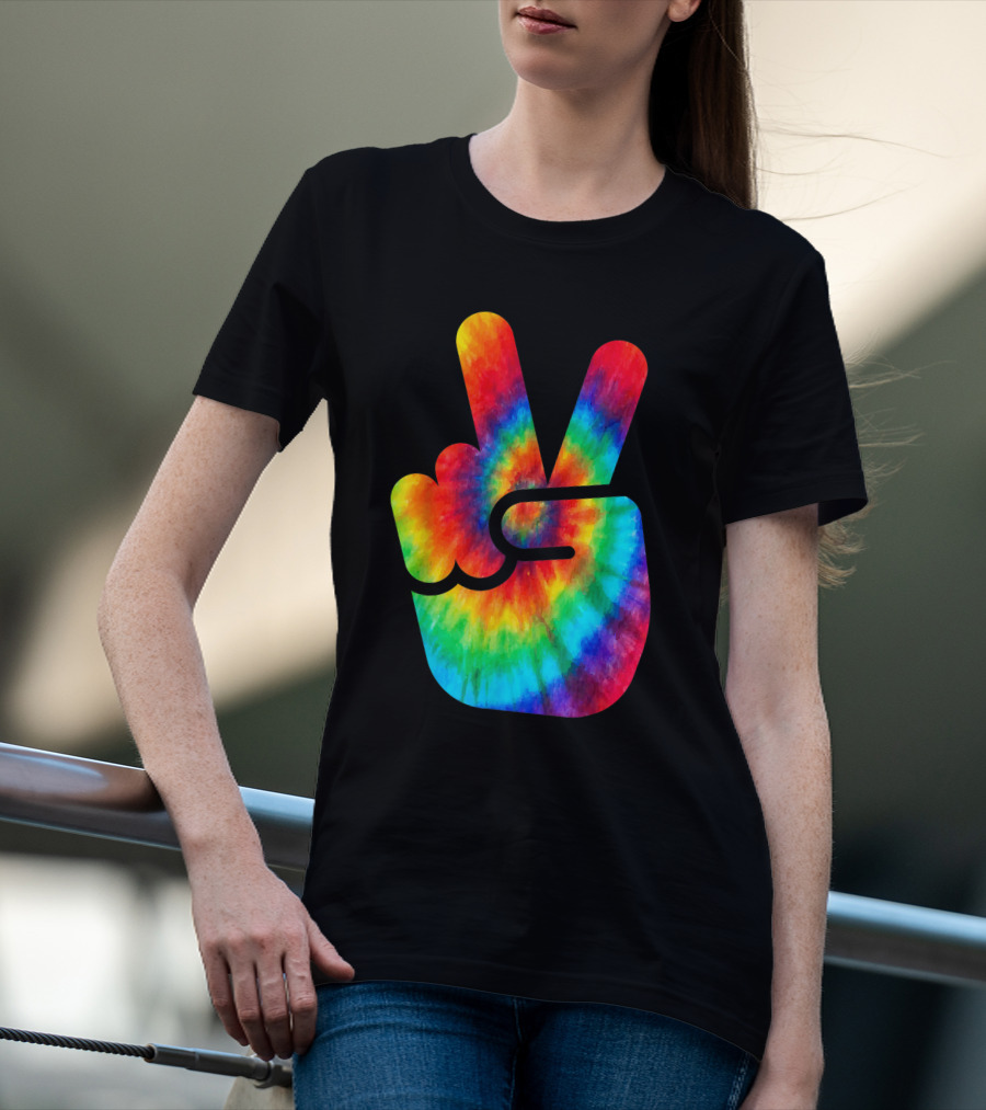 Peace Sign Rainbow Tie Dye Vibe T-Shirt