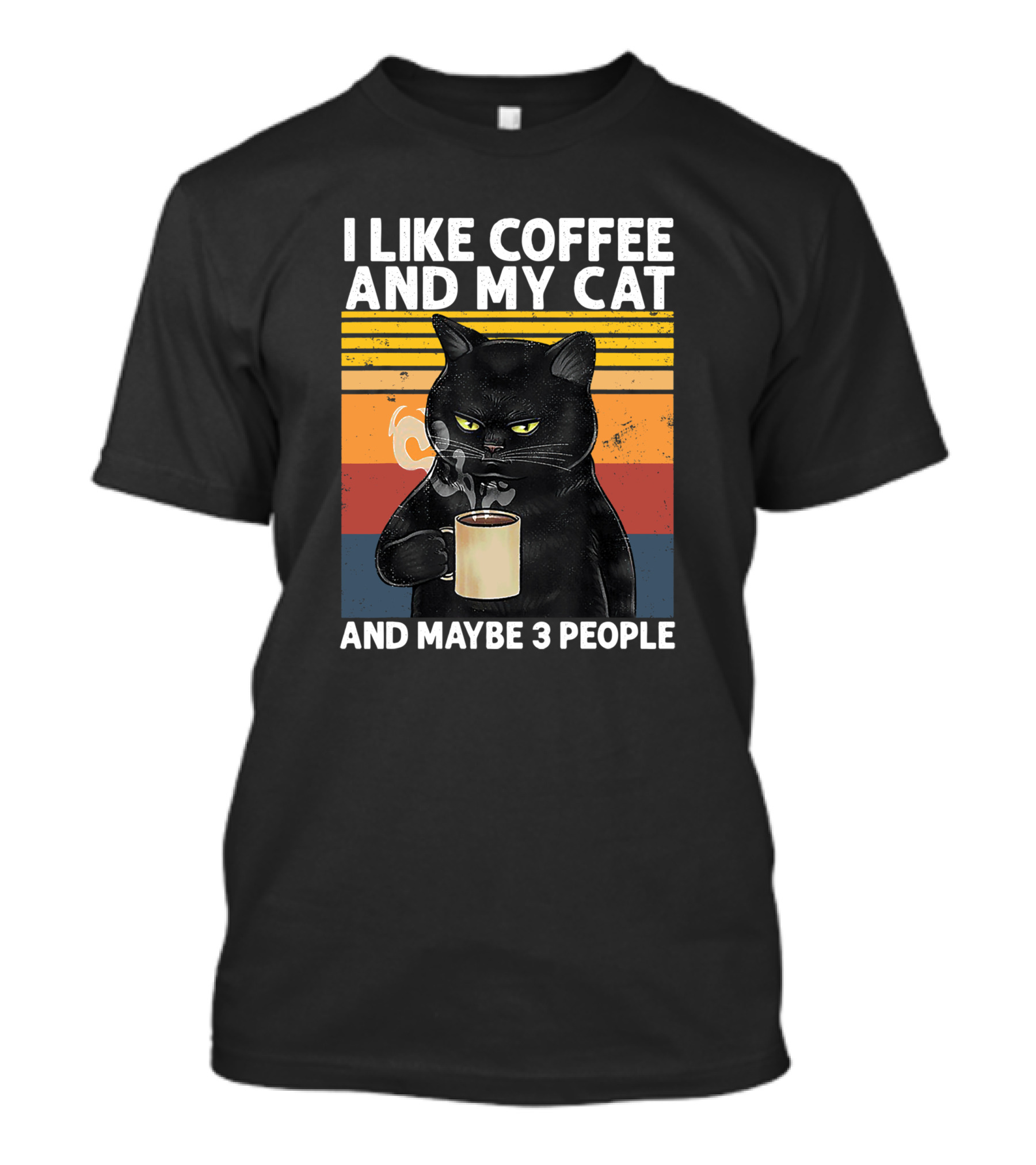 I Like Coffee And My Cat And Maybe 3 People Vintage Cat Lover Gift T-Shirt