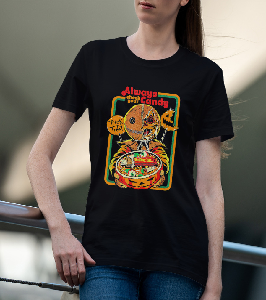 Always Check Your Candy Trick Or Treat Halloween Pumpkin Monster T-Shirt