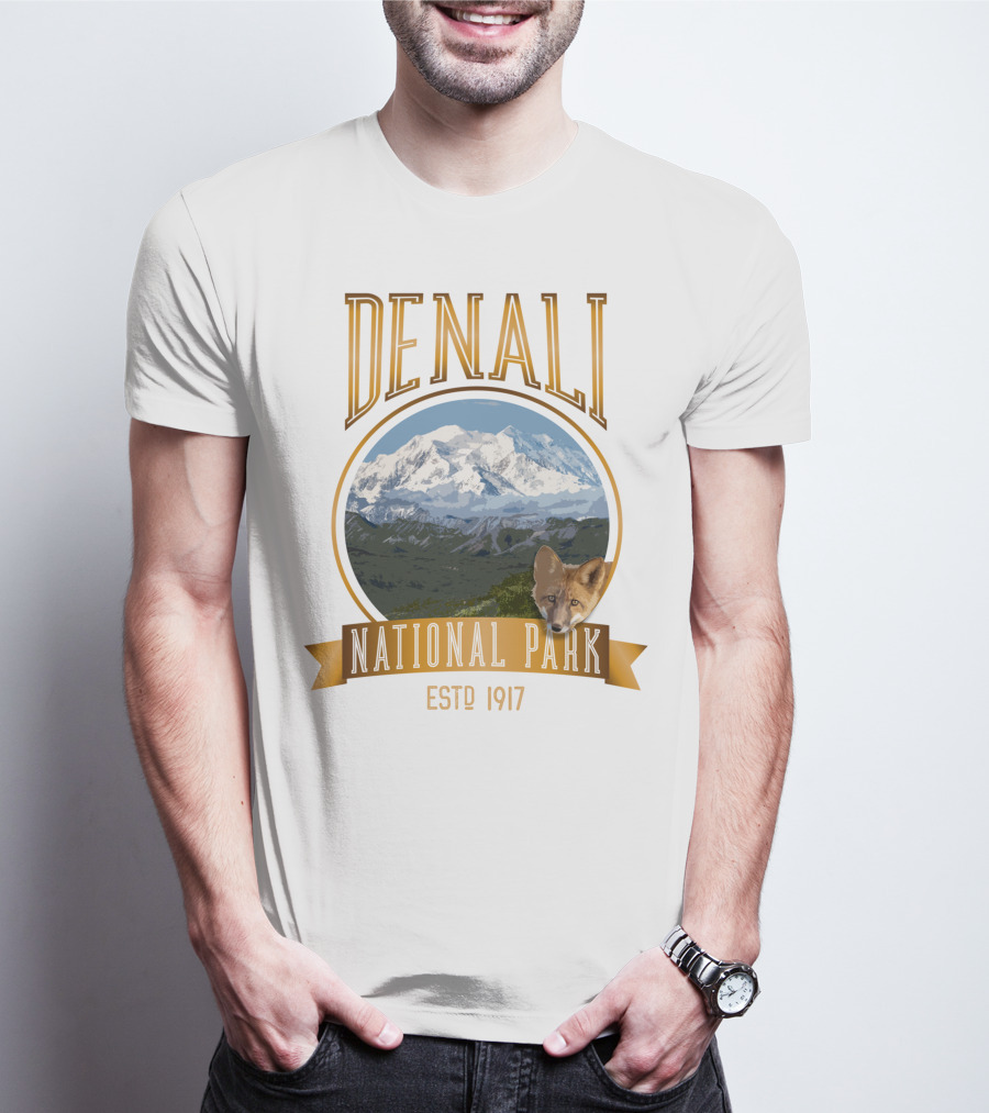 Denali National Park Estd 1917 With Mt. McKinley And Fox T-Shirt