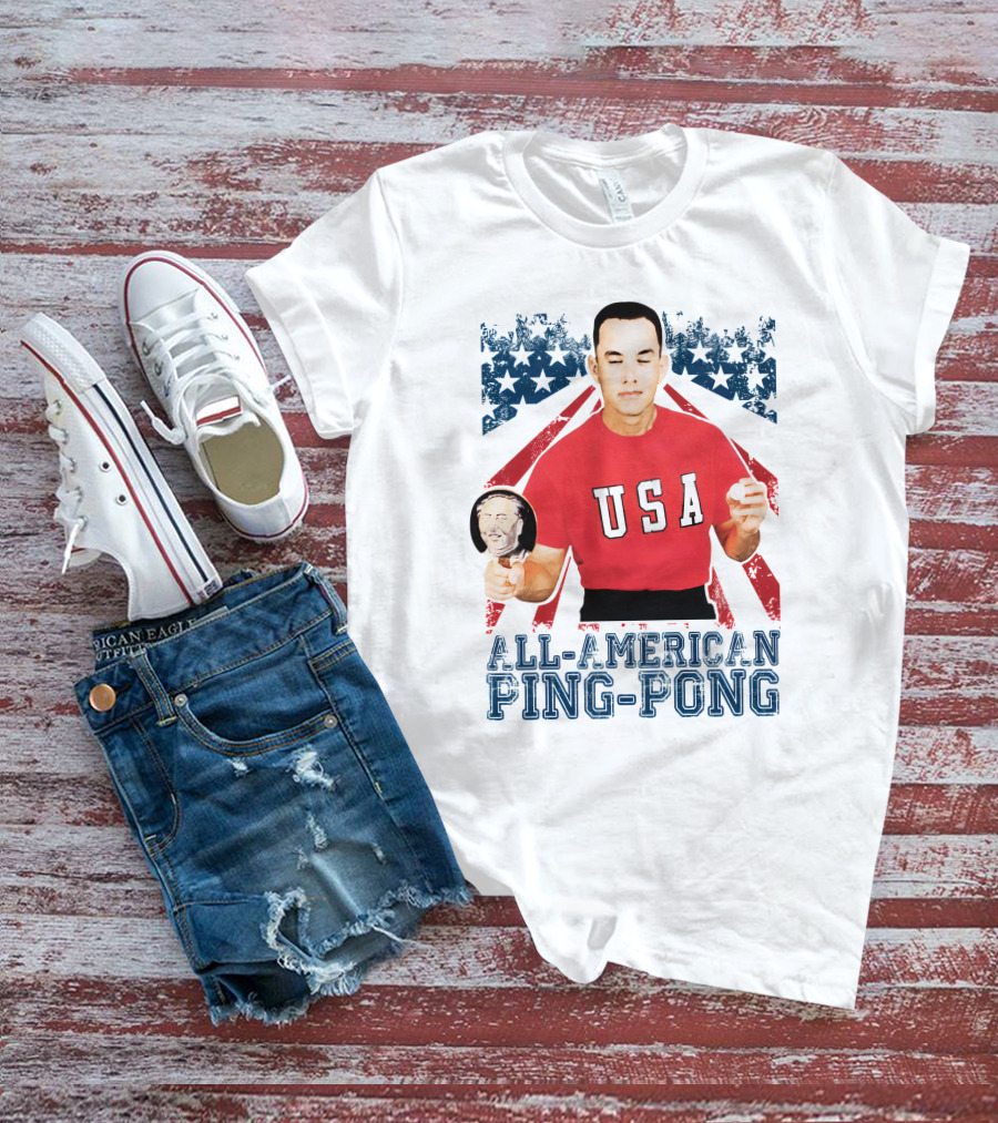 USA All-American Ping Pong Forrest Gump T-Shirt