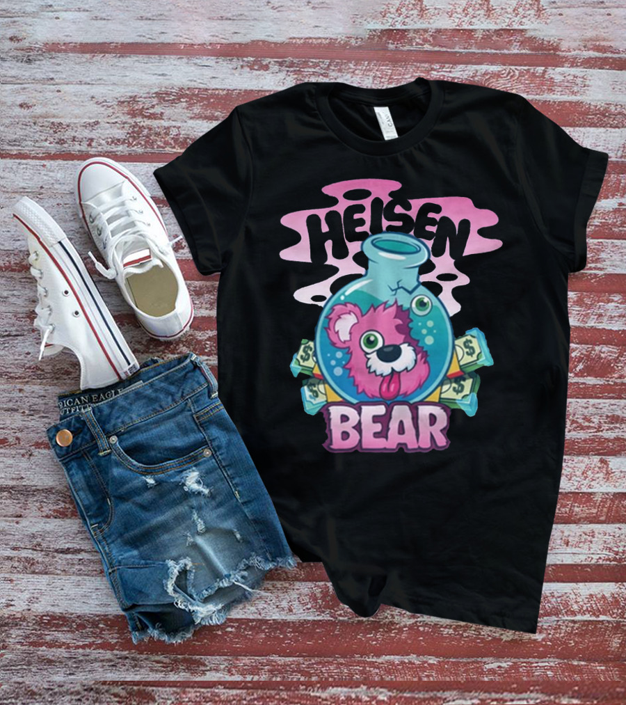 Heisen Bear Breaking Bad Merch Pink Teddy Bear Money Flask Cartoon T-Shirt