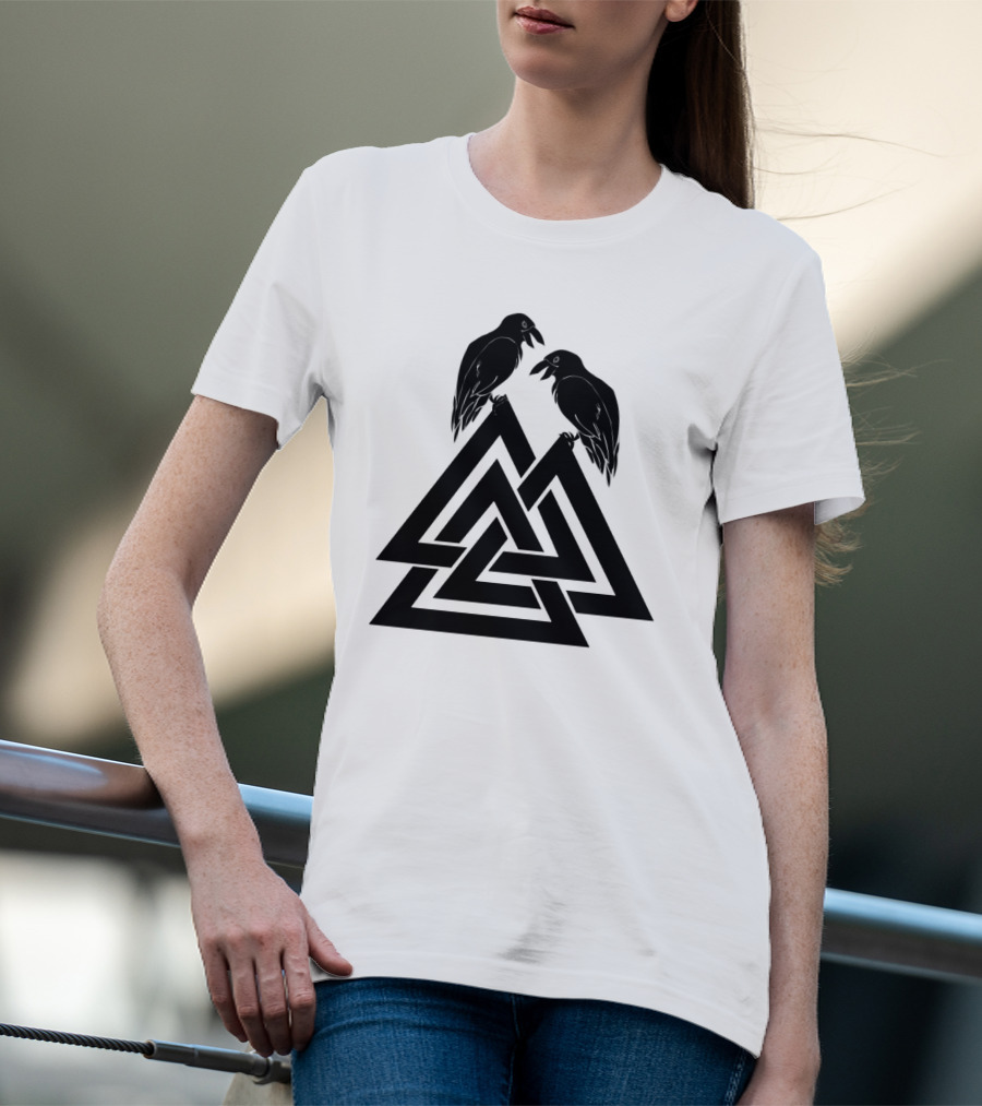 Valknut Odin Raven Viking Symbol Norse Mythology T-Shirt