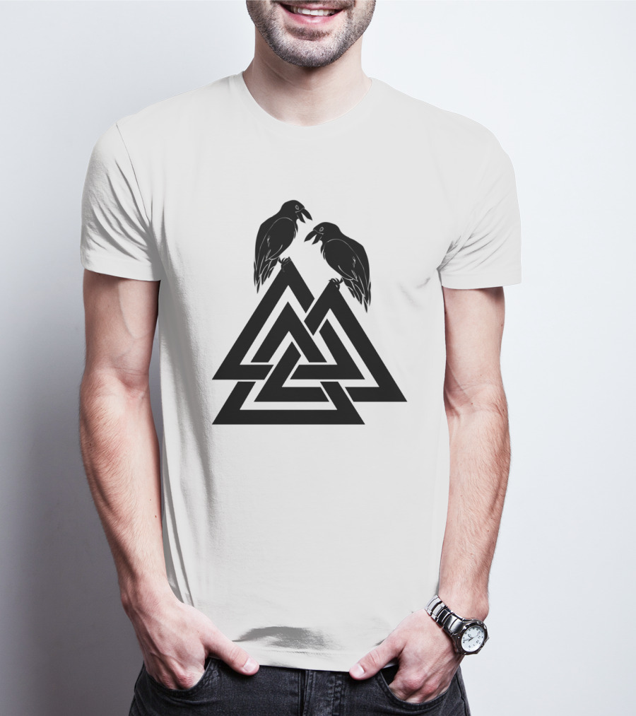 Valknut Odin Raven Viking Symbol Norse Mythology T-Shirt