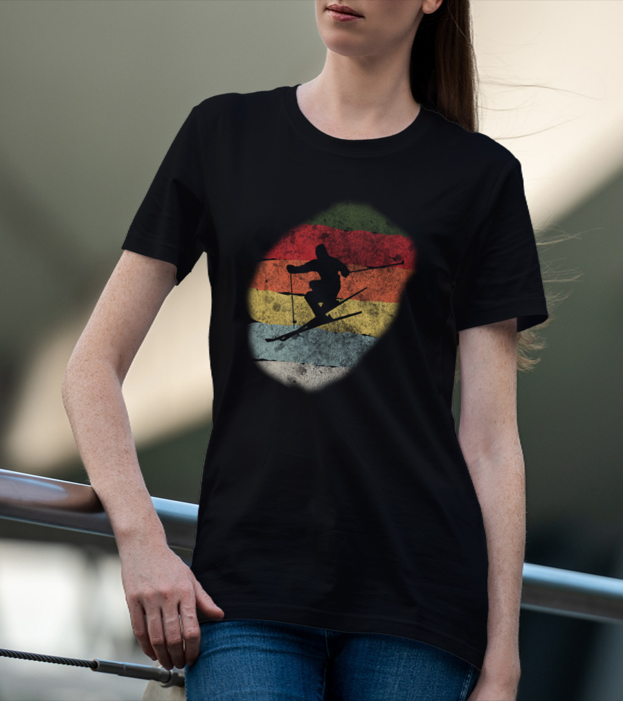 Retro Vintage Skiing Winter Birthday T-Shirt