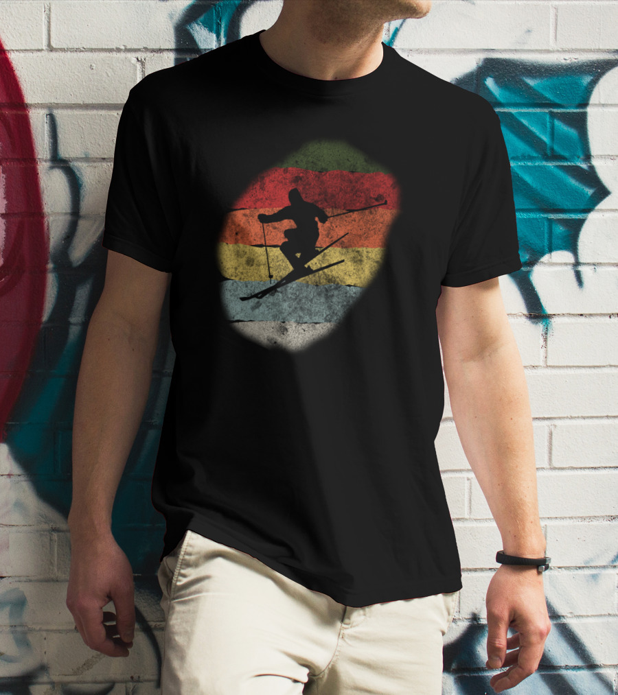 Retro Vintage Skiing Winter Birthday T-Shirt