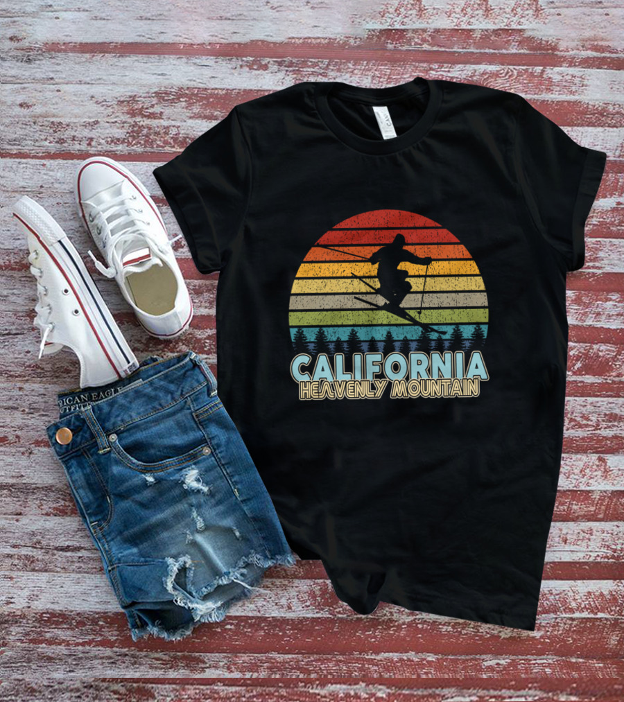 California Skiing Vintage Winter Heavenly Mountain T-Shirt
