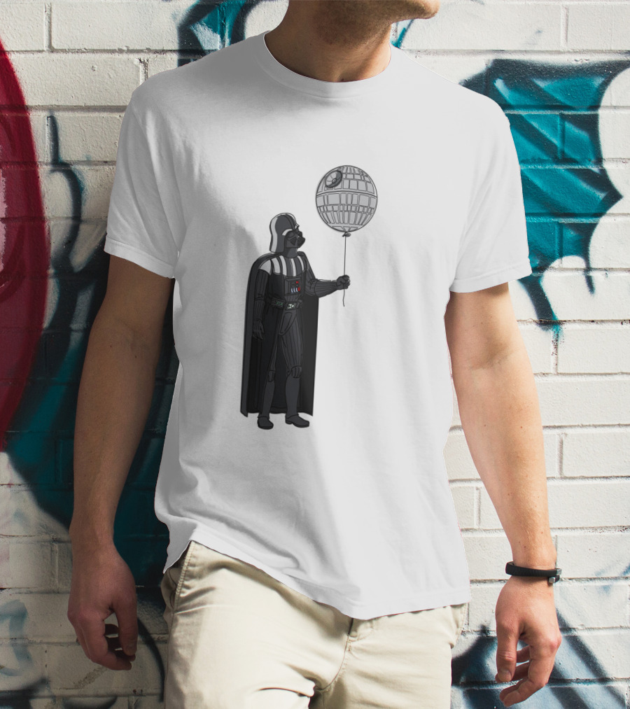 Darth Vader Holding Death Star Shaped Balloon T-Shirt