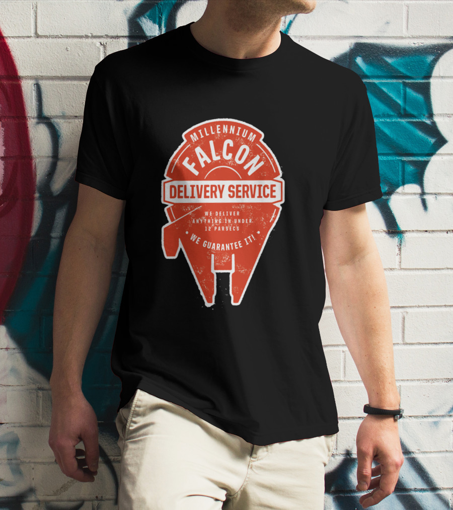 Millennium Falcon Delivery Service We Deliver Anything In Under 12 Parsecs We Guarantee It T-Shirt