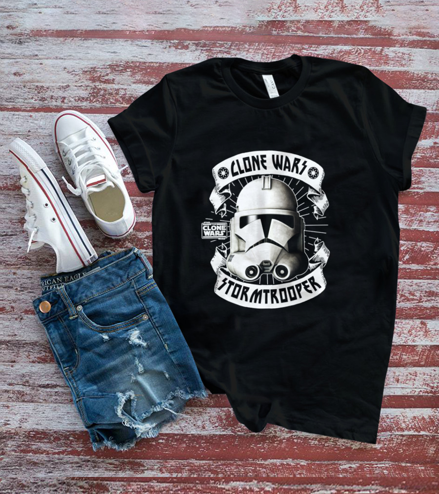 Clone Wars Stormtrooper Helmet Banners Star Wars Badges T-Shirt
