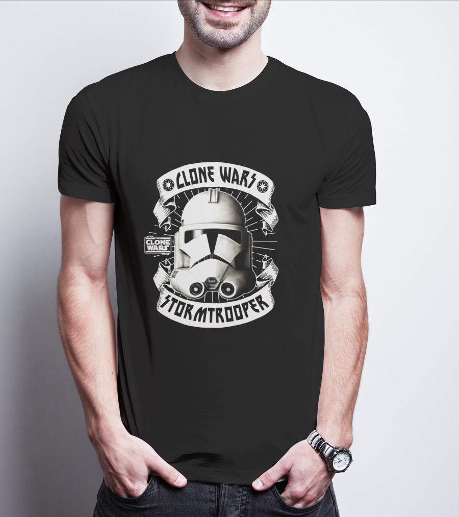 Clone Wars Stormtrooper Helmet Banners Star Wars Badges T-Shirt