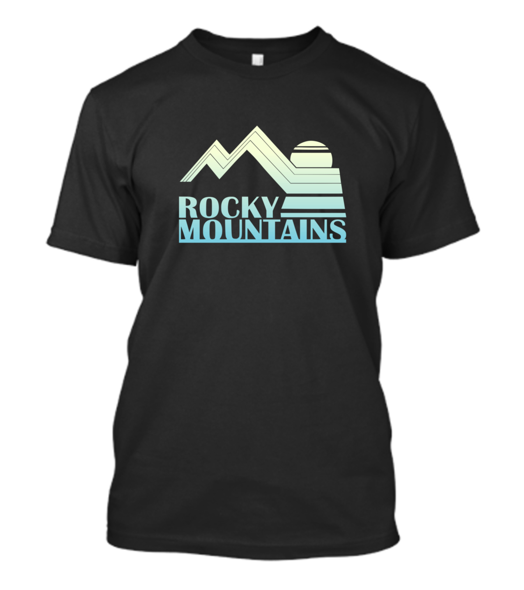 ROCKY MOUNTAINS Retro Sunset Logo Iconic Mountainscape T-Shirt