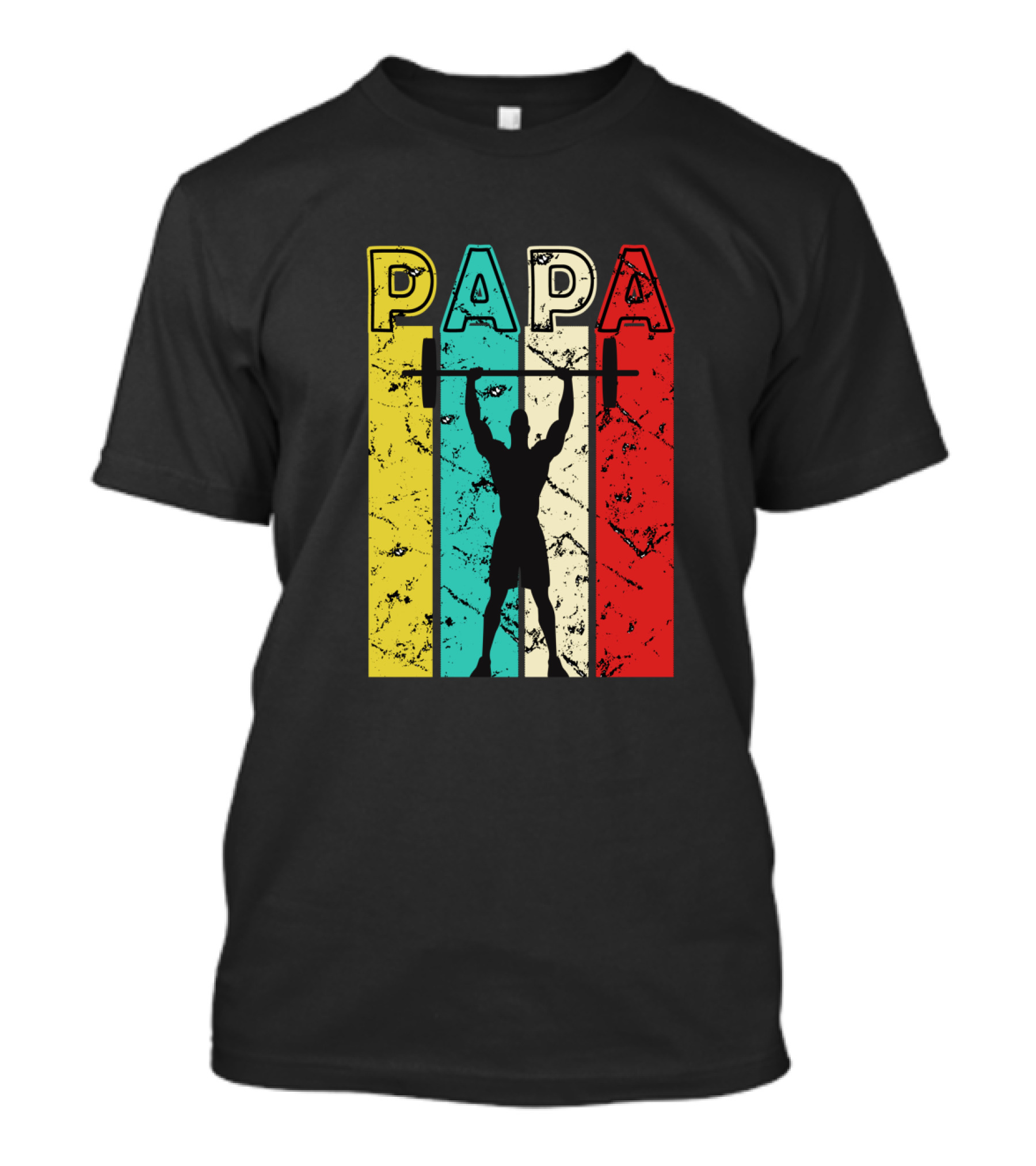 PAPA Weightlifting Silhouette Retro Colors T-Shirt