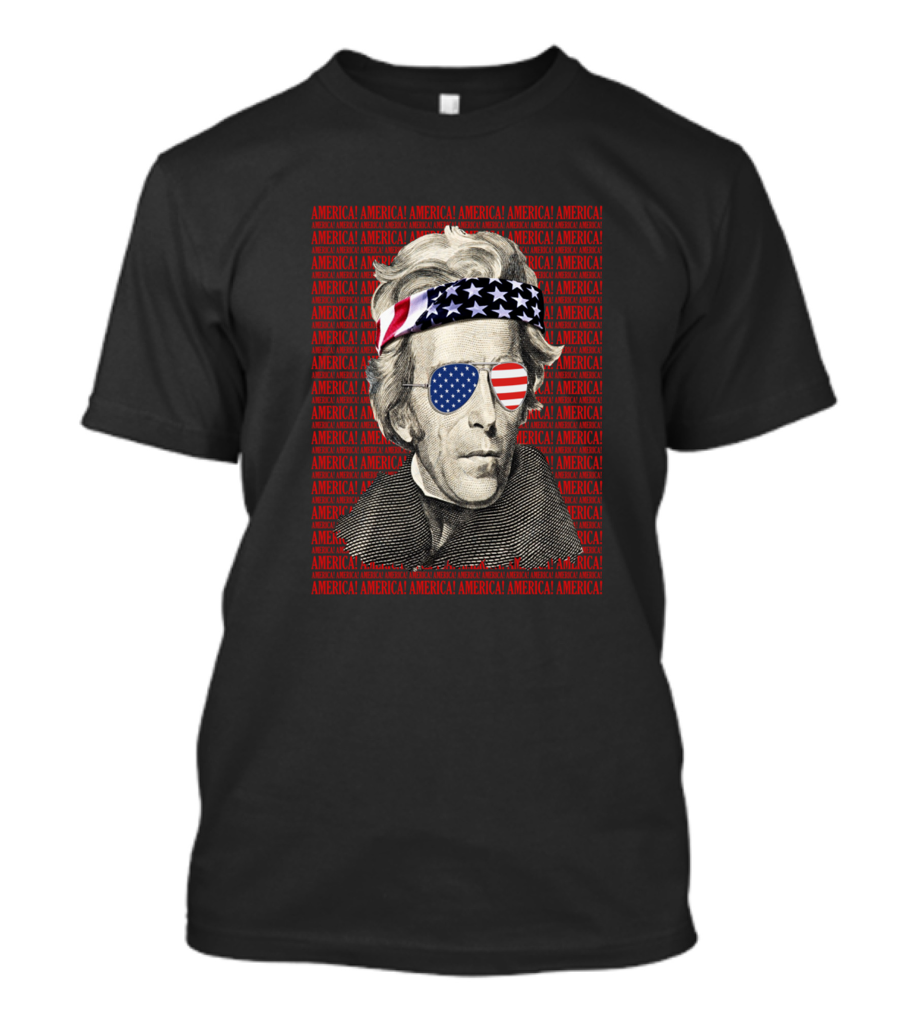 Andrew Jackson American Flag Bandana Sunglasses Patriotic USA America T-Shirt